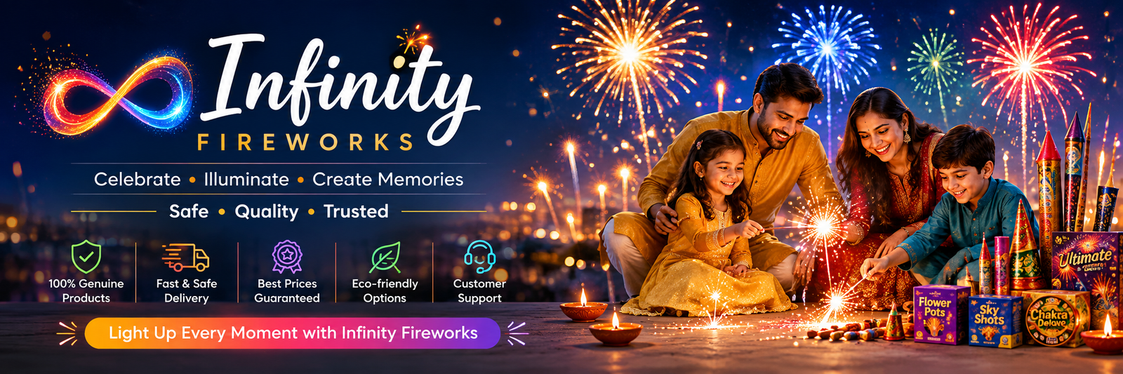 Infinity Fireworks Banner